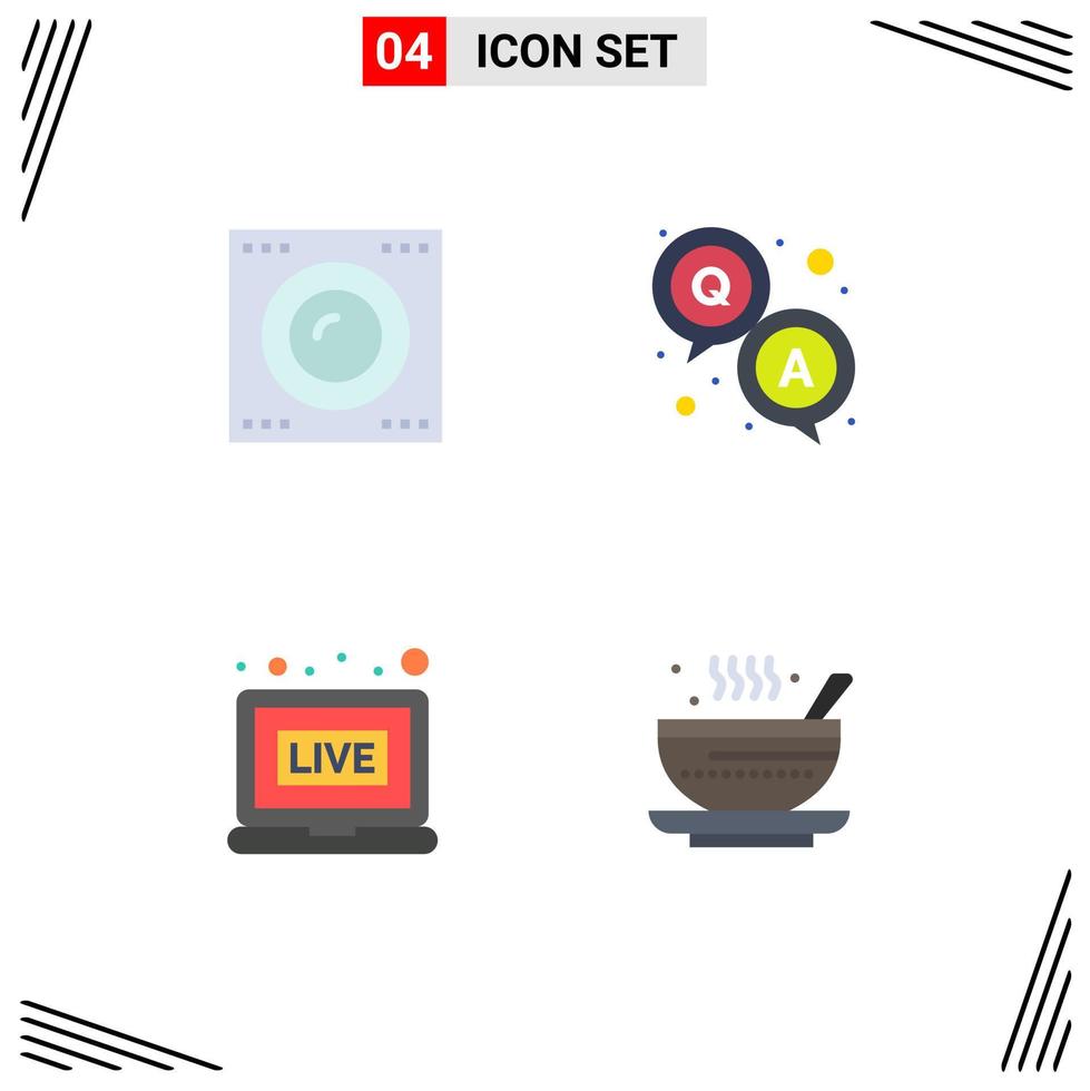 User Interface Pack of 4 Basic Flat Icons of devices live technology question soup Editable Vector Design Elements