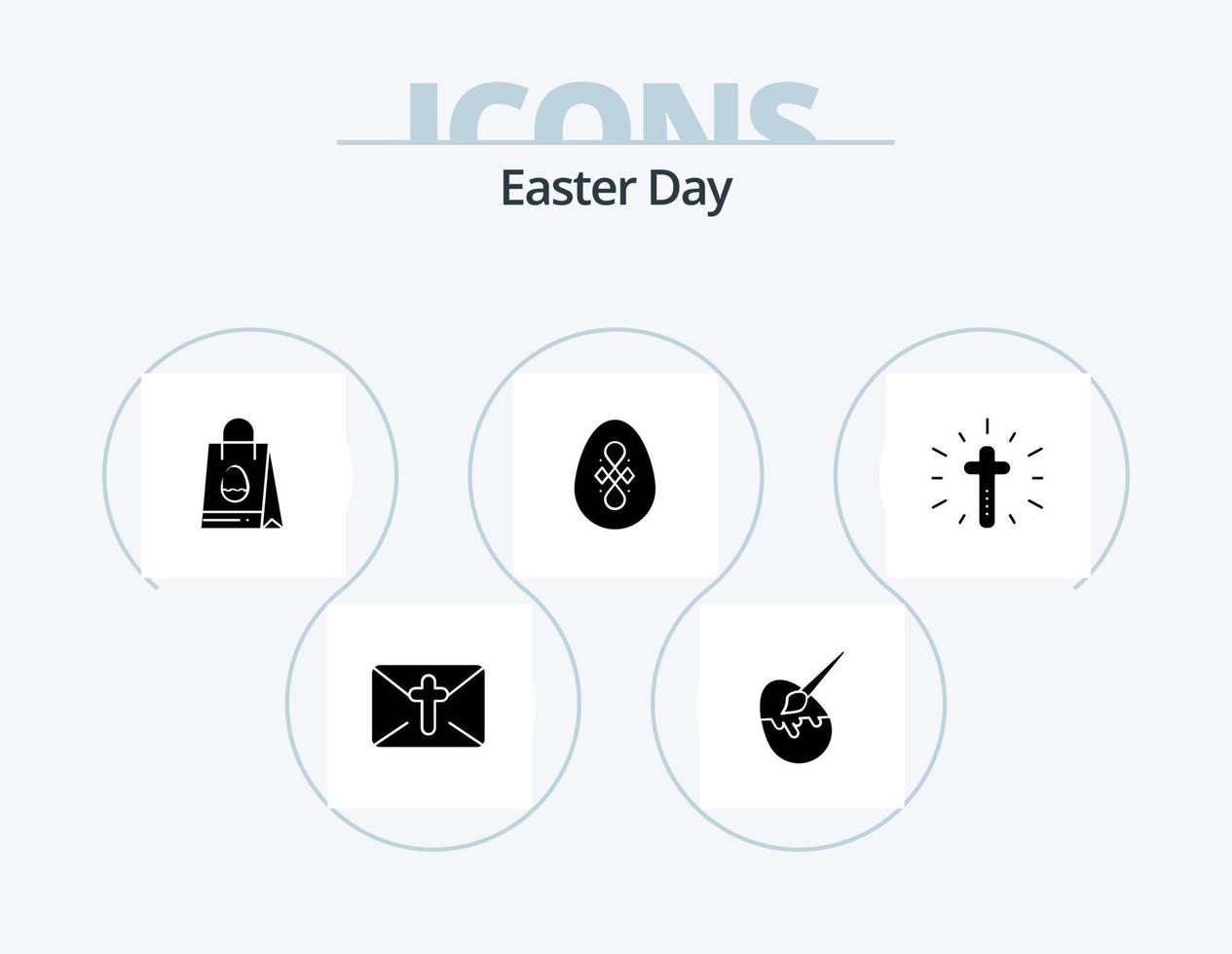 Easter Glyph Icon Pack 5 Icon Design. christian. egg. shopping bag. easter. bird vector