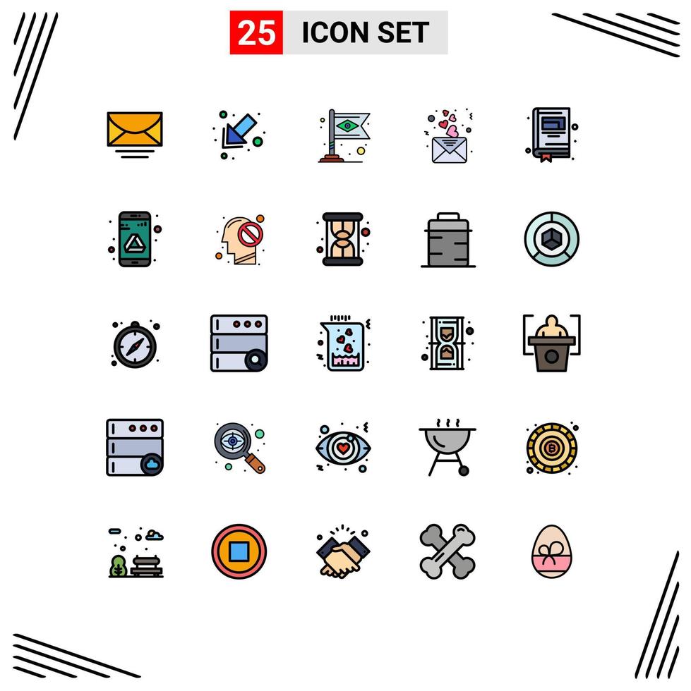 paquete de iconos de vector de stock de 25 signos y símbolos de línea para educación de bloc de notas elementos de diseño de vector editables de corazón de correo de brasil