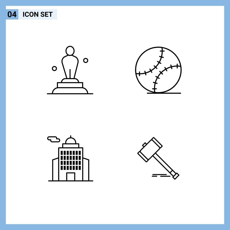 Universal Icon Symbols Group of 4 Modern Filledline Flat Colors of academy administration statue gentleman government Editable Vector Design Elements