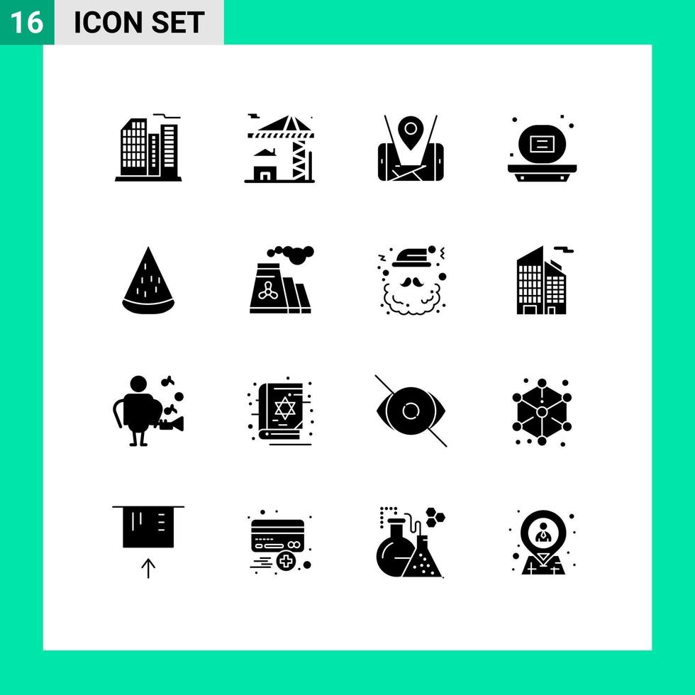 Set of 16 Modern UI Icons Symbols Signs for food soap map shower bath Editable Vector Design Elements