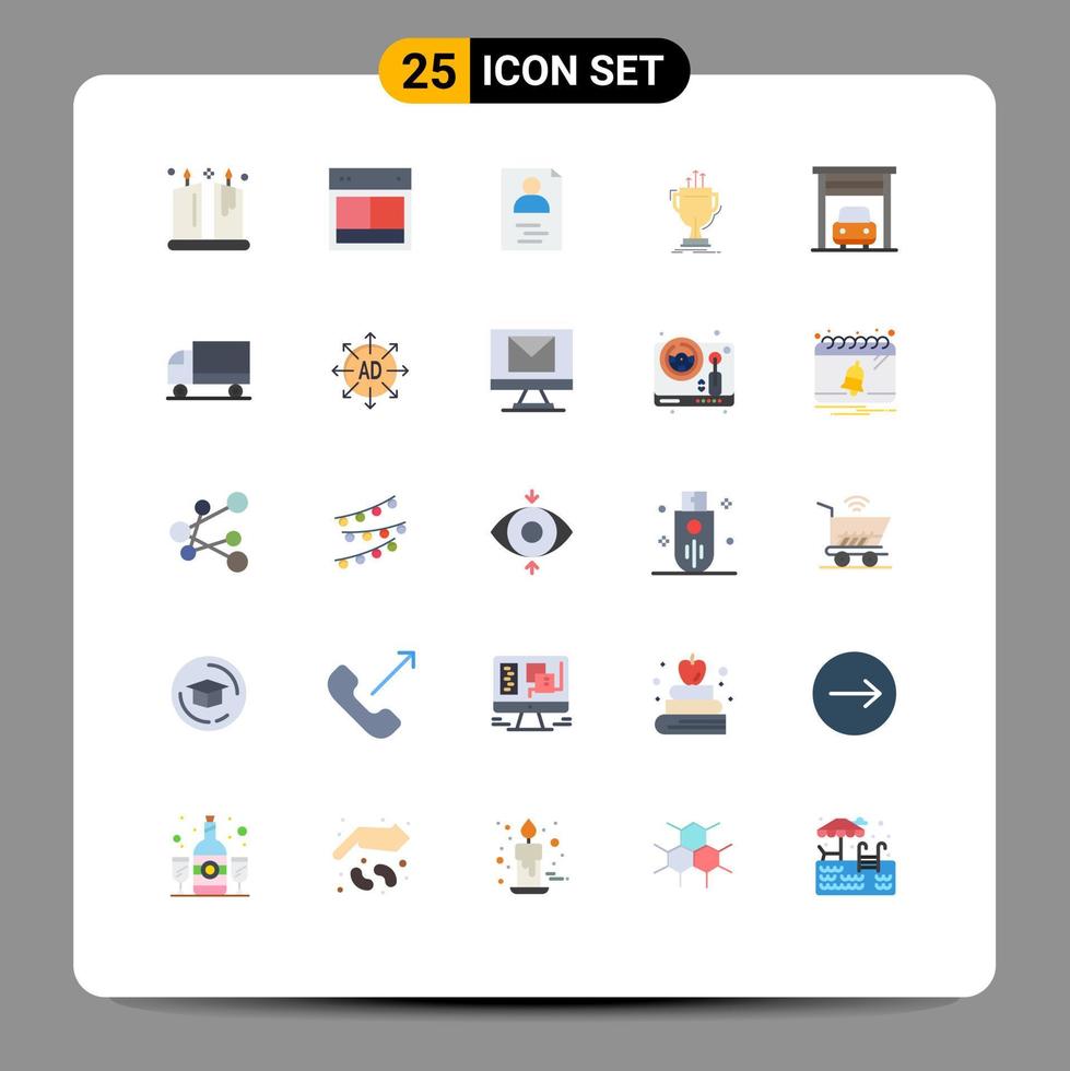 Set of 25 Modern UI Icons Symbols Signs for car edge website cup award Editable Vector Design Elements