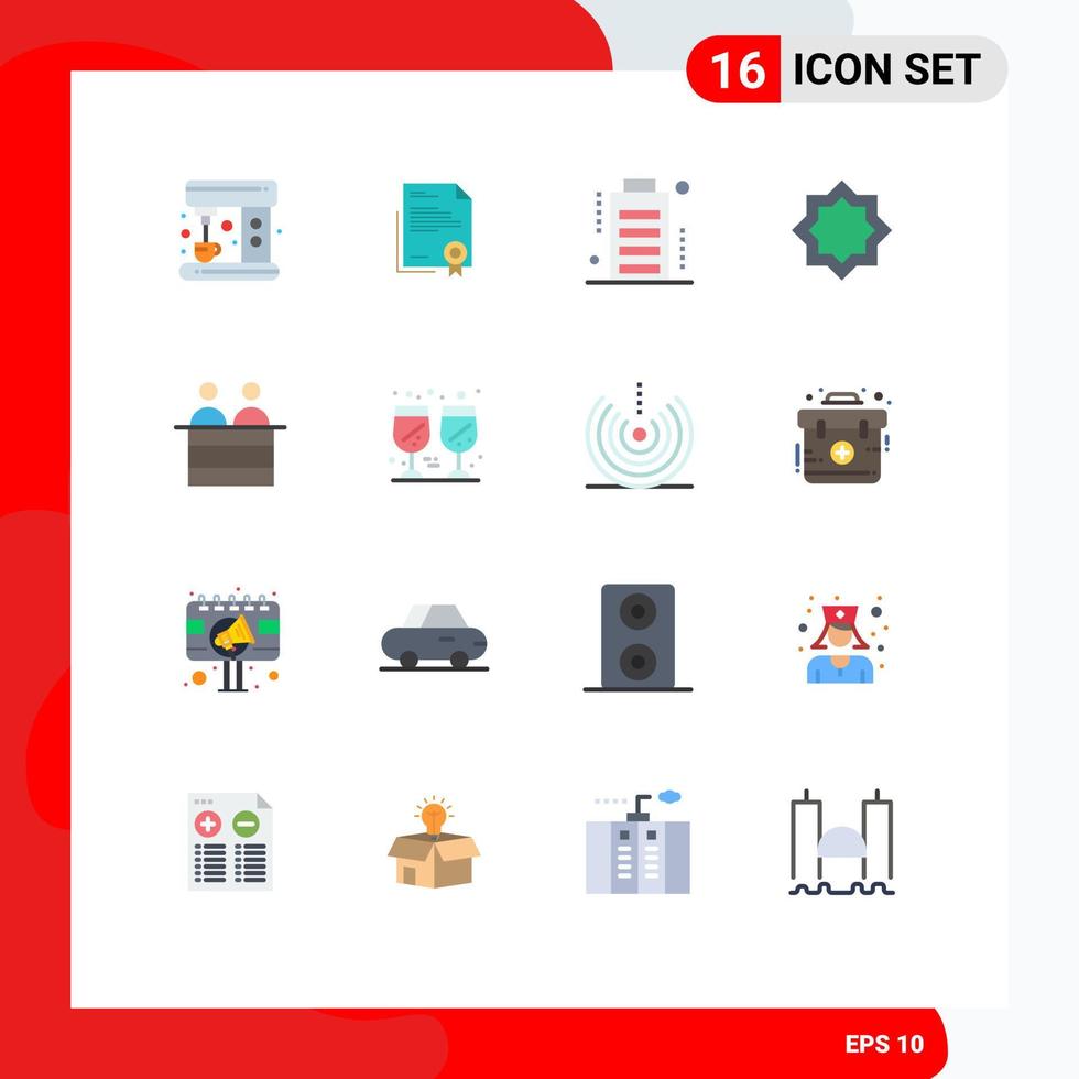 Pictogram Set of 16 Simple Flat Colors of star decoration paper art full Editable Pack of Creative Vector Design Elements