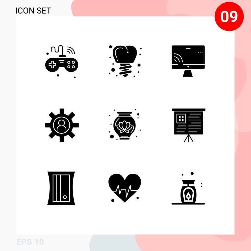 9 Creative Icons Modern Signs and Symbols of lotus support screen service customer support Editable Vector Design Elements