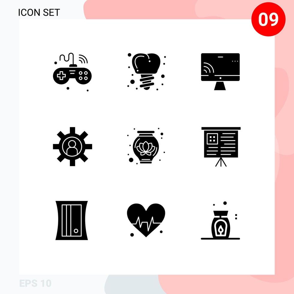9 iconos creativos signos y símbolos modernos del servicio de pantalla de soporte de loto soporte al cliente elementos de diseño vectorial editables vector