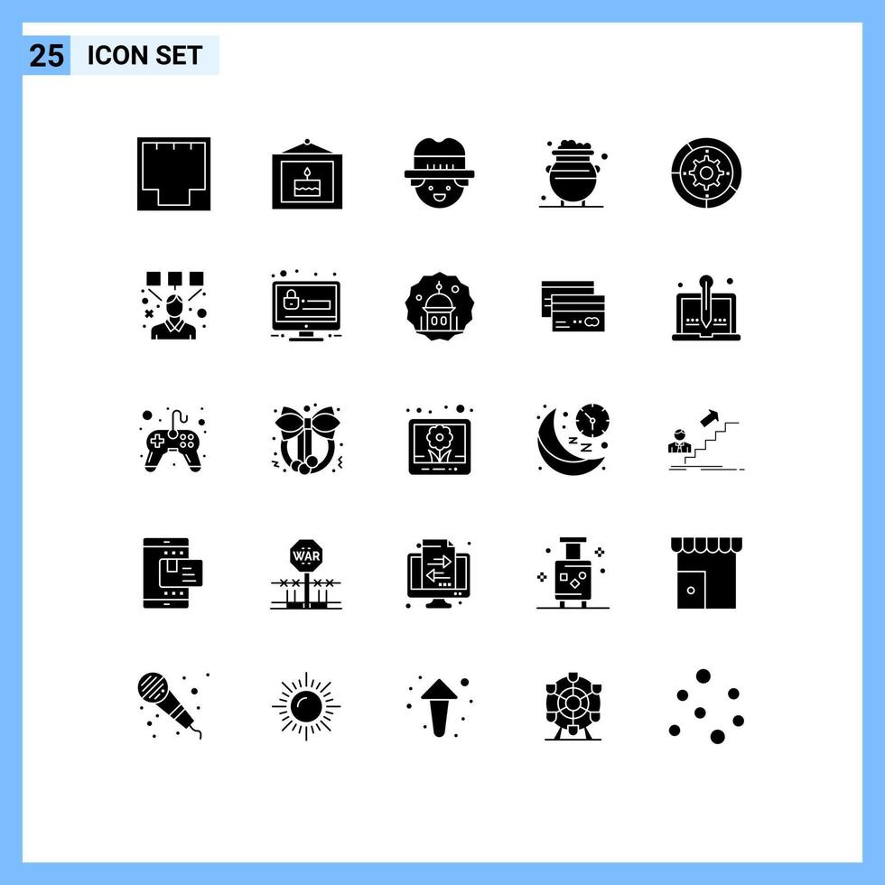 25 iconos creativos signos y símbolos modernos de engranajes metal imagen suerte fortuna elementos de diseño vectorial editables vector