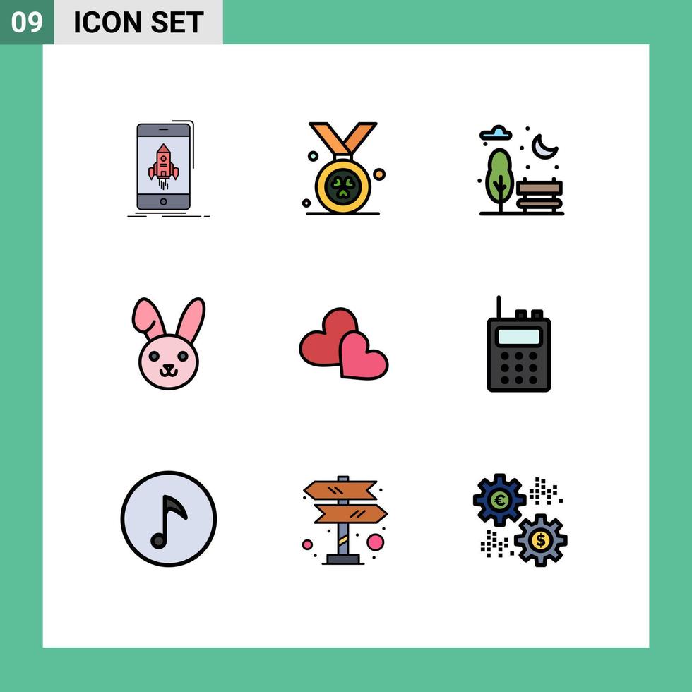 paquete de iconos de vector de stock de 9 signos y símbolos de línea para elementos de diseño de vector editable de corazón de banco de amor de boda pascua