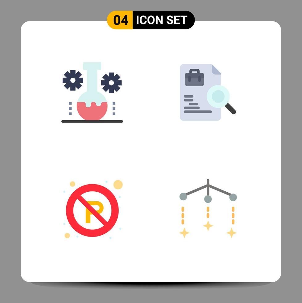 Universal Icon Symbols Group of 4 Modern Flat Icons of bear lab no scientific research document regulatory Editable Vector Design Elements