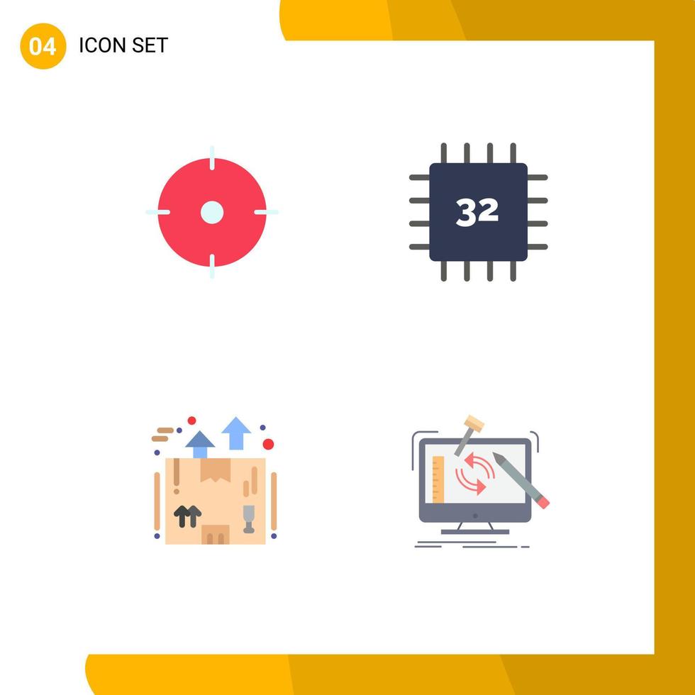 User Interface Pack of 4 Basic Flat Icons of archer box aim devices logistics Editable Vector Design Elements