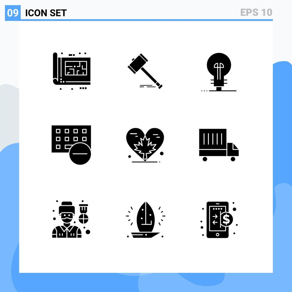 Set of 9 Modern UI Icons Symbols Signs for devices product gavel management business Editable Vector Design Elements