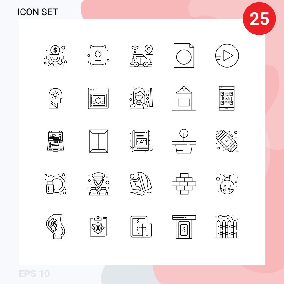 Group of 25 Modern Lines Set for control play location school education document Editable Vector Design Elements