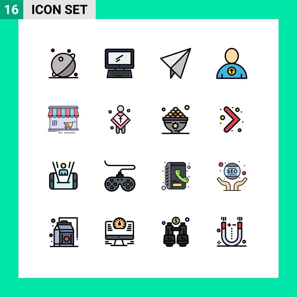 paquete de iconos de vector de stock de 16 signos y símbolos de línea para elementos de diseño de vector creativo editable de avatar de usuario de imac de tienda de mercado