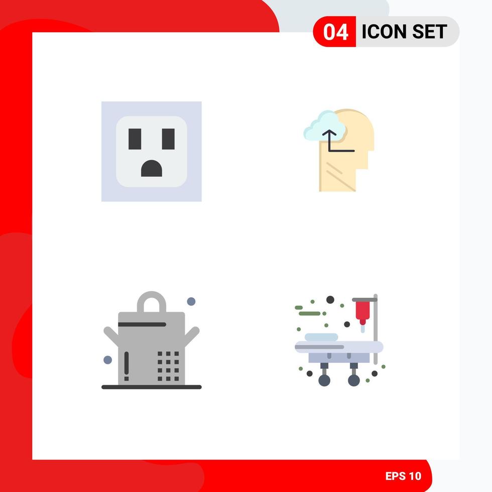 Set of 4 Modern UI Icons Symbols Signs for electric stretcher gain food 5 Editable Vector Design Elements