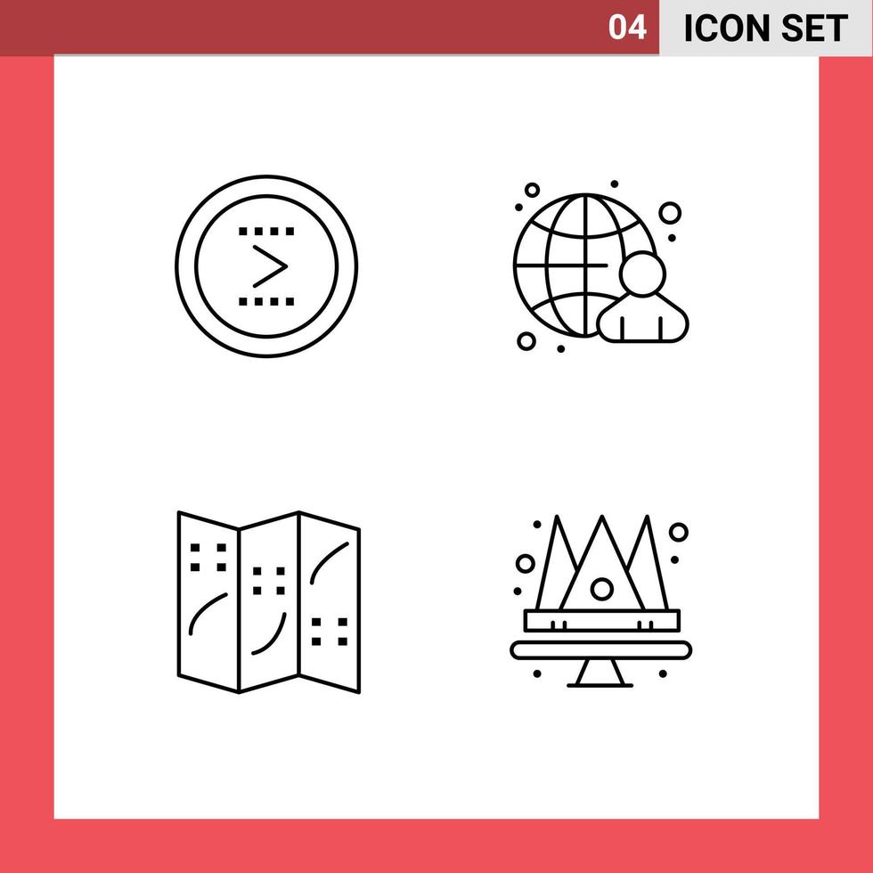 Universal Icon Symbols Group of 4 Modern Filledline Flat Colors of arrow map next globe location Editable Vector Design Elements