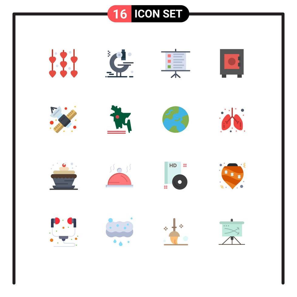 16 iconos creativos, signos y símbolos modernos de la red de telecomunicaciones, texto, medios, usuario, paquete editable de elementos de diseño de vectores creativos