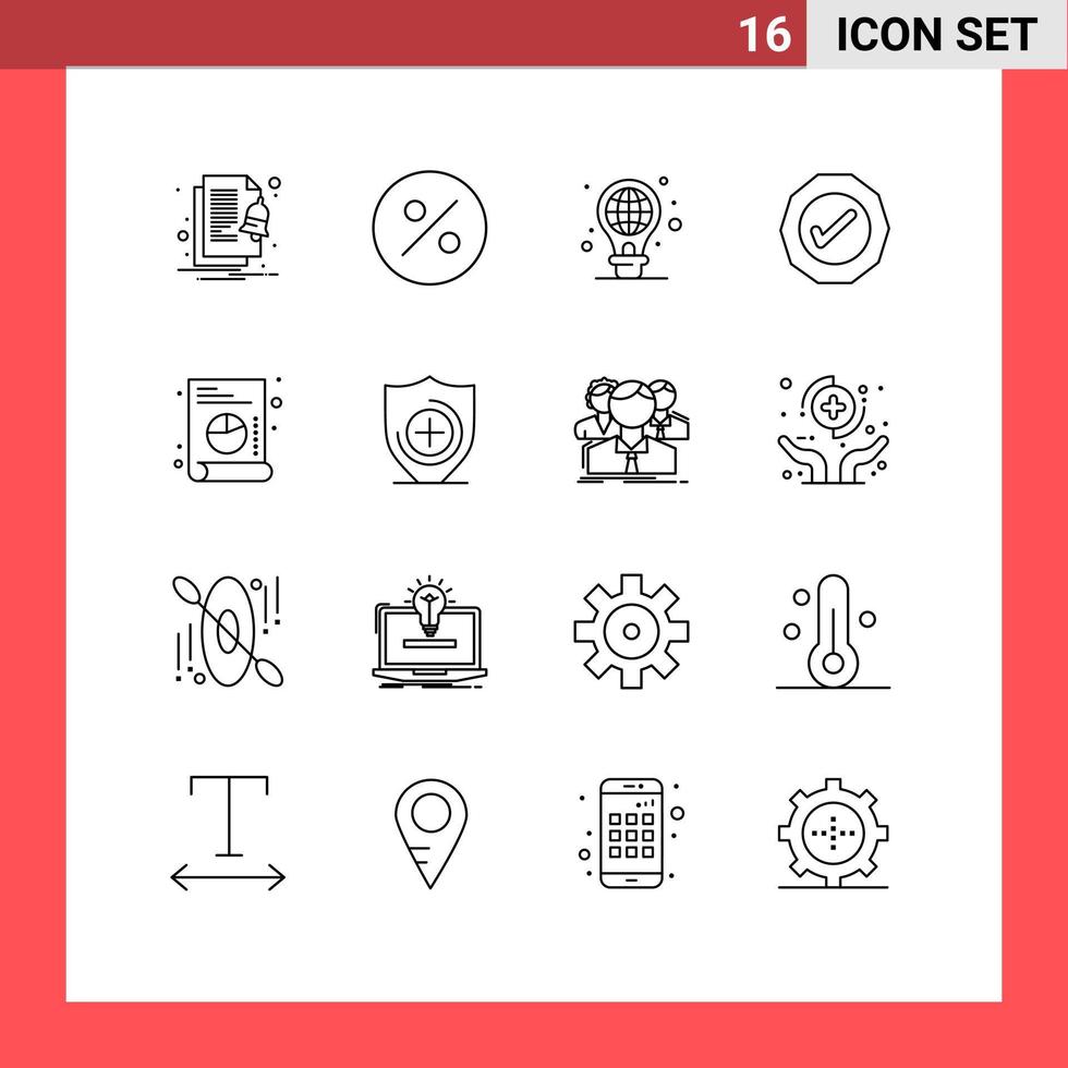 16 Thematic Vector Outlines and Editable Symbols of medical graph light web success Editable Vector Design Elements