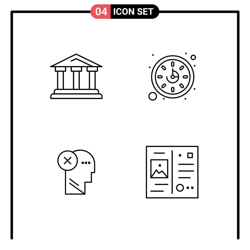4 Line concept for Websites Mobile and Apps bank failure court time human Editable Vector Design Elements