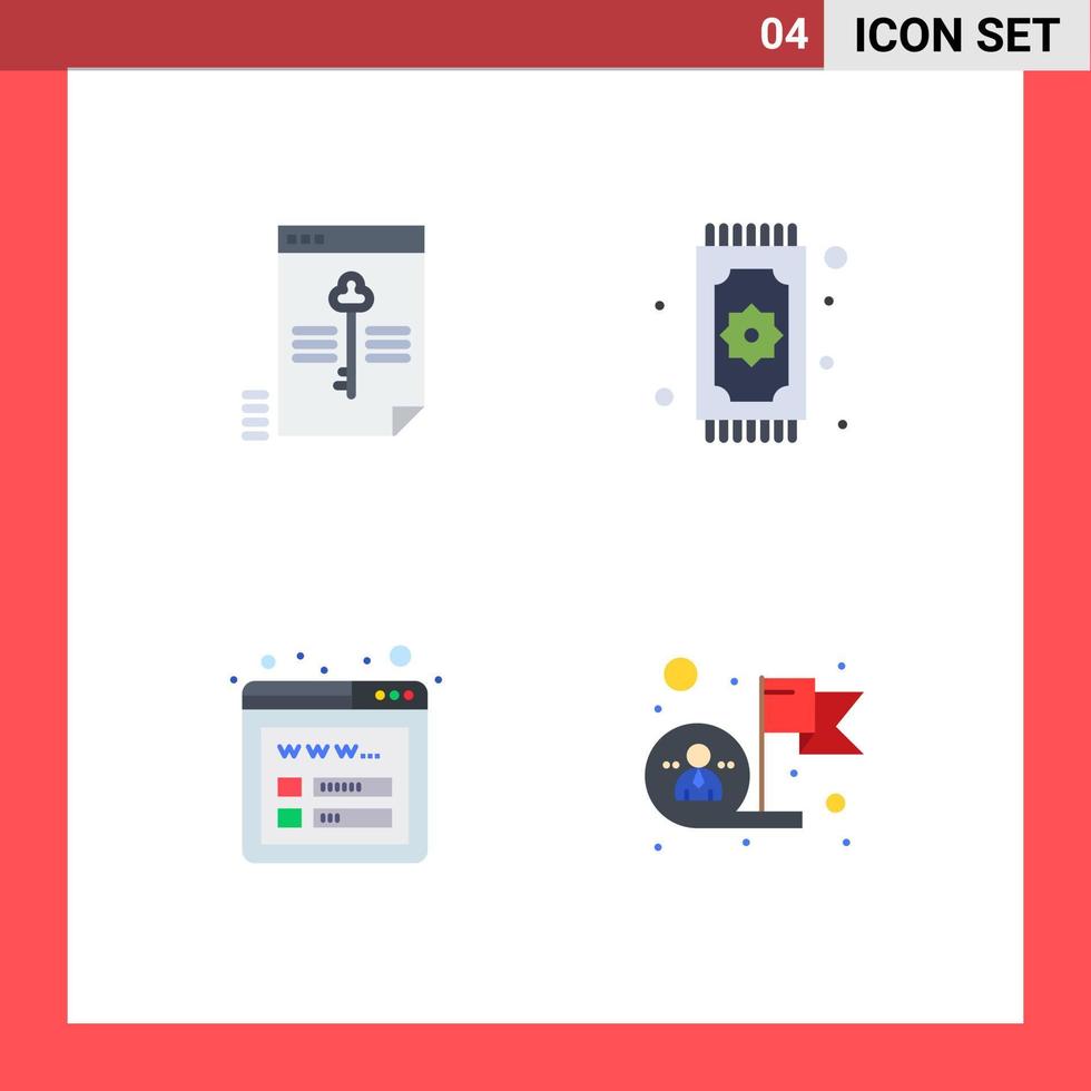 4 Creative Icons Modern Signs and Symbols of file eid key pray seo Editable Vector Design Elements