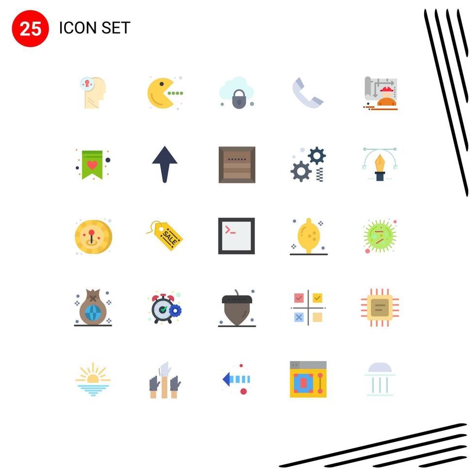 Set of 25 Modern UI Icons Symbols Signs for architecture ring play phone security Editable Vector Design Elements