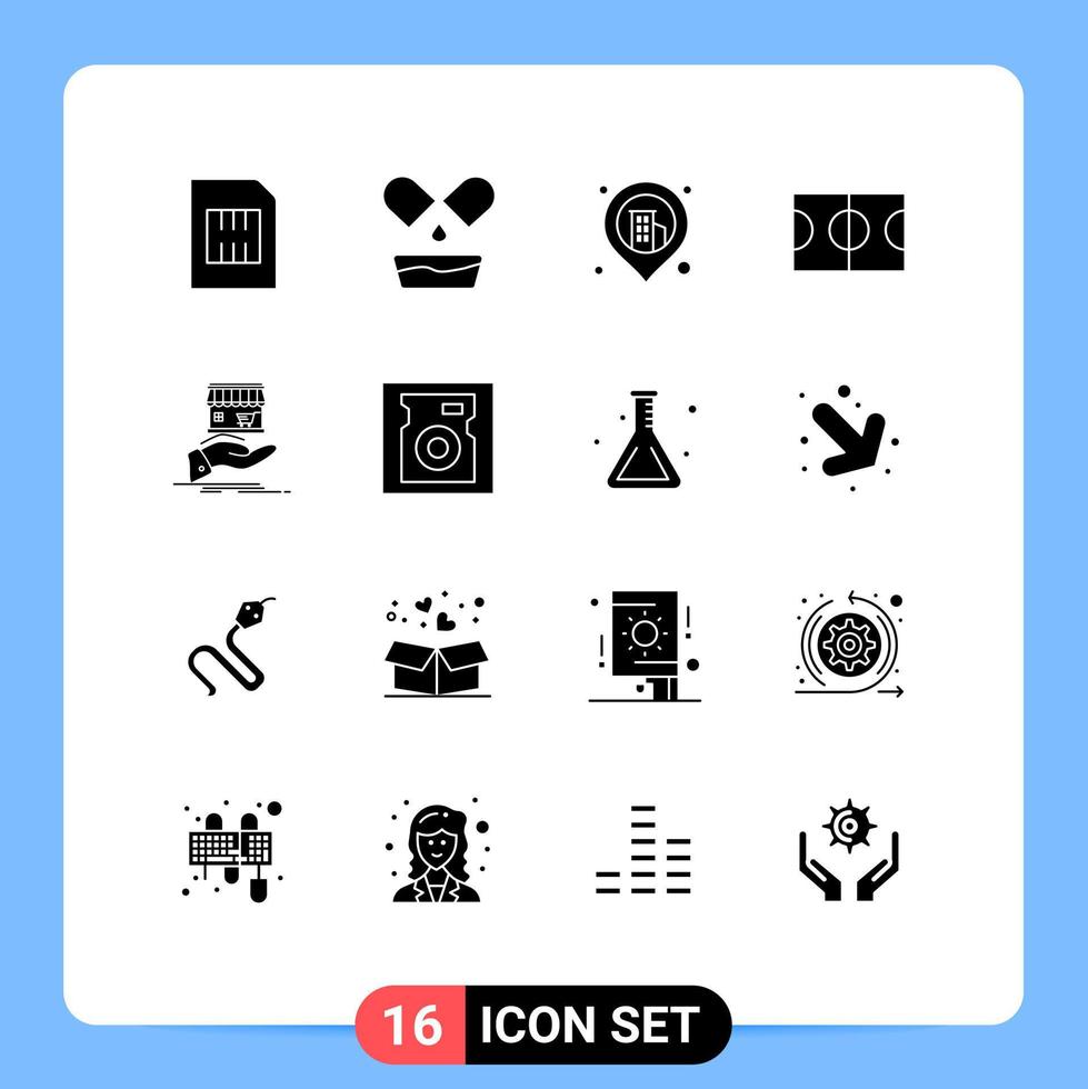 16 Universal Solid Glyphs Set for Web and Mobile Applications online donate business shop field Editable Vector Design Elements