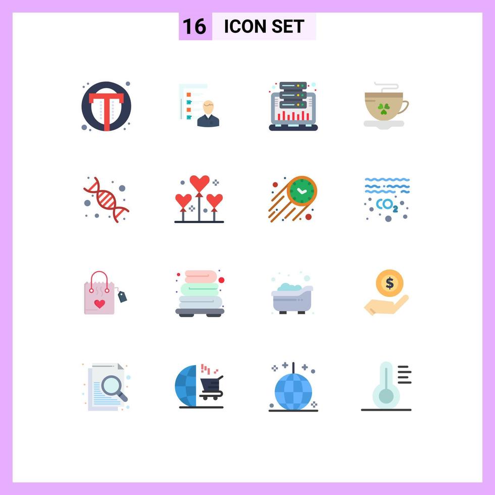 Set of 16 Modern UI Icons Symbols Signs for web hosting employee graph skills Editable Pack of Creative Vector Design Elements