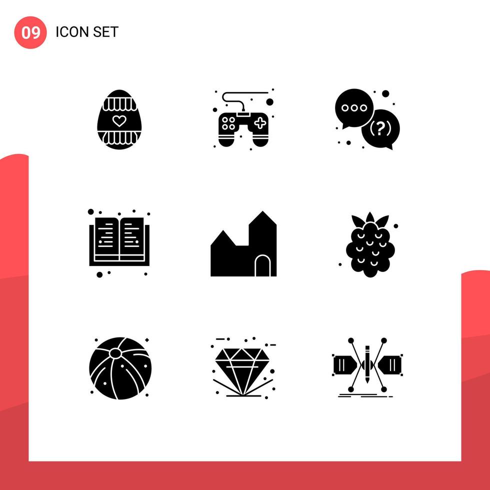 Stock Vector Icon Pack of 9 Line Signs and Symbols for industry factory chimney question factory knowledge Editable Vector Design Elements