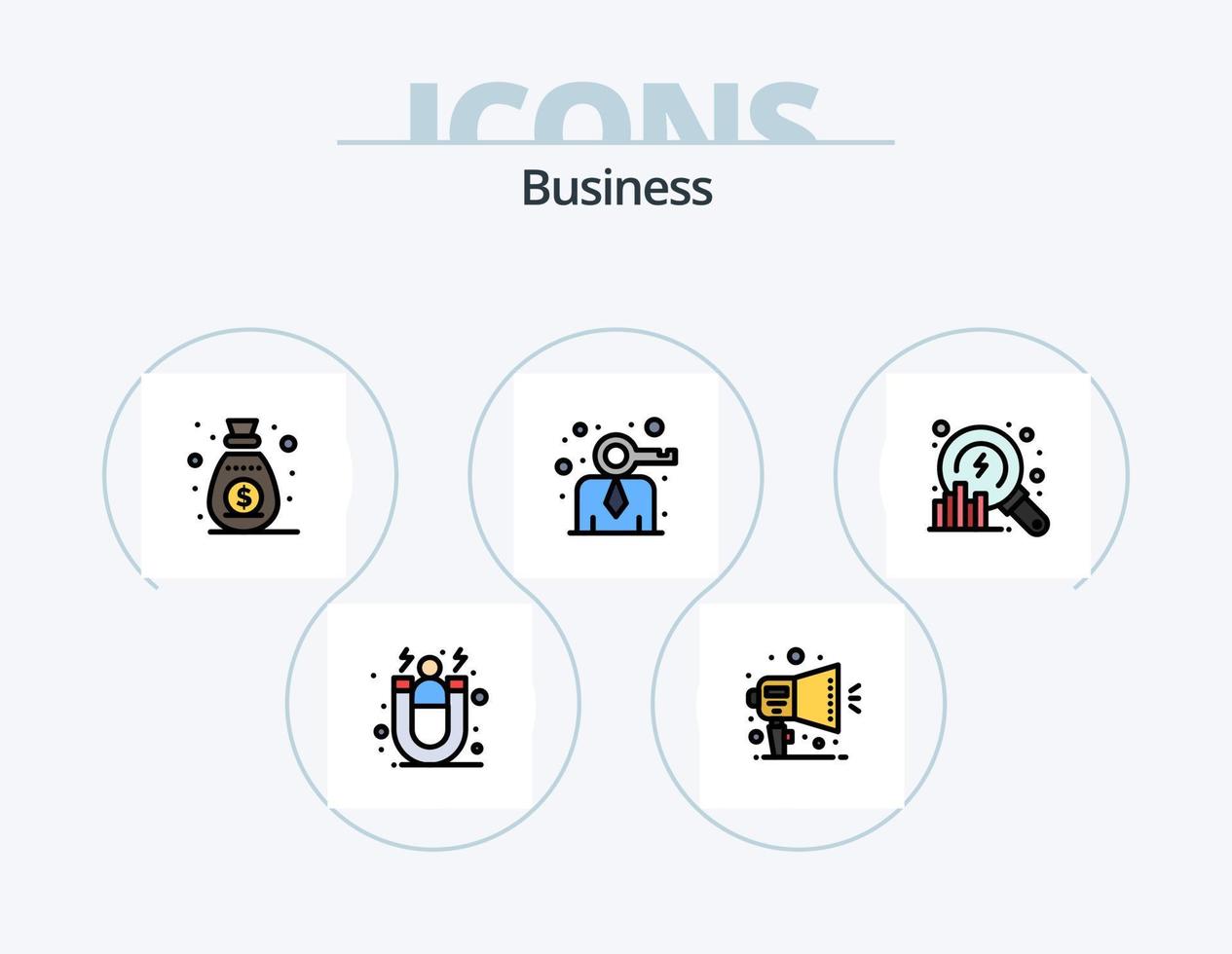 paquete de iconos llenos de línea de negocio 5 diseño de iconos. seguro. pensamiento. relajarse. soluciones estrategia vector