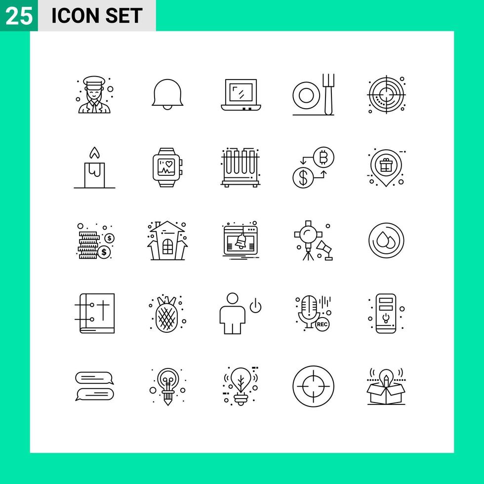 Group of 25 Modern Lines Set for candle creative web target plate Editable Vector Design Elements