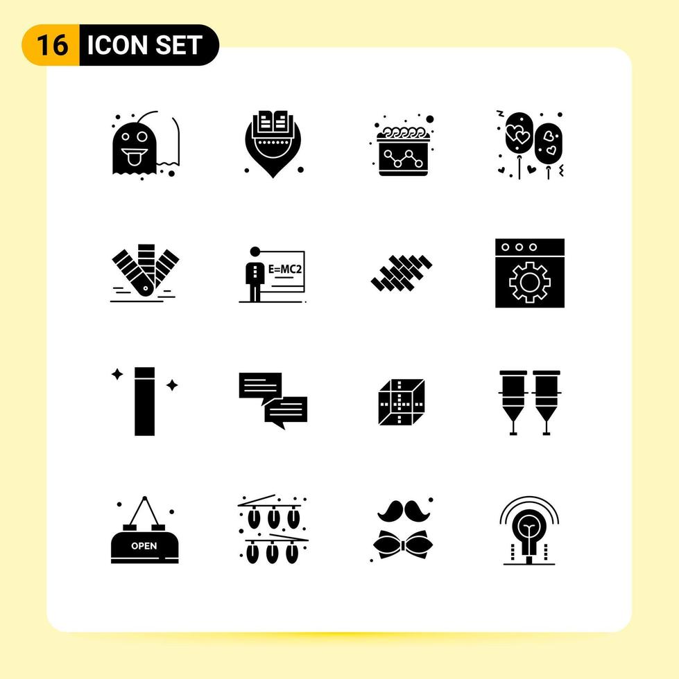16 iconos creativos signos y símbolos modernos de color elementos de diseño vectorial editables de globo de fiesta de publicidad romántica vector