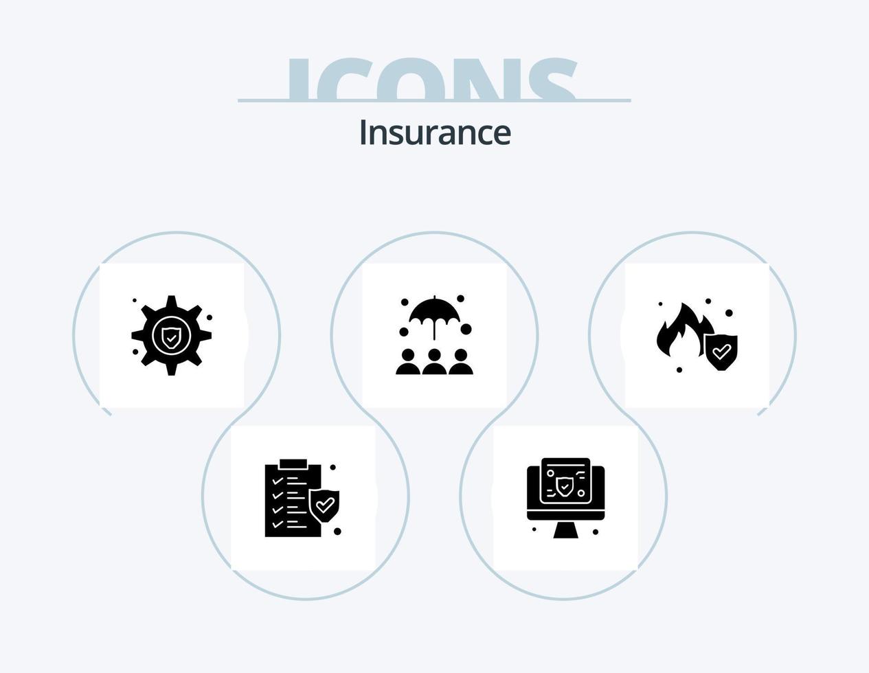 Insurance Glyph Icon Pack 5 Icon Design. . service. gear insurance. insurance. umbrella vector