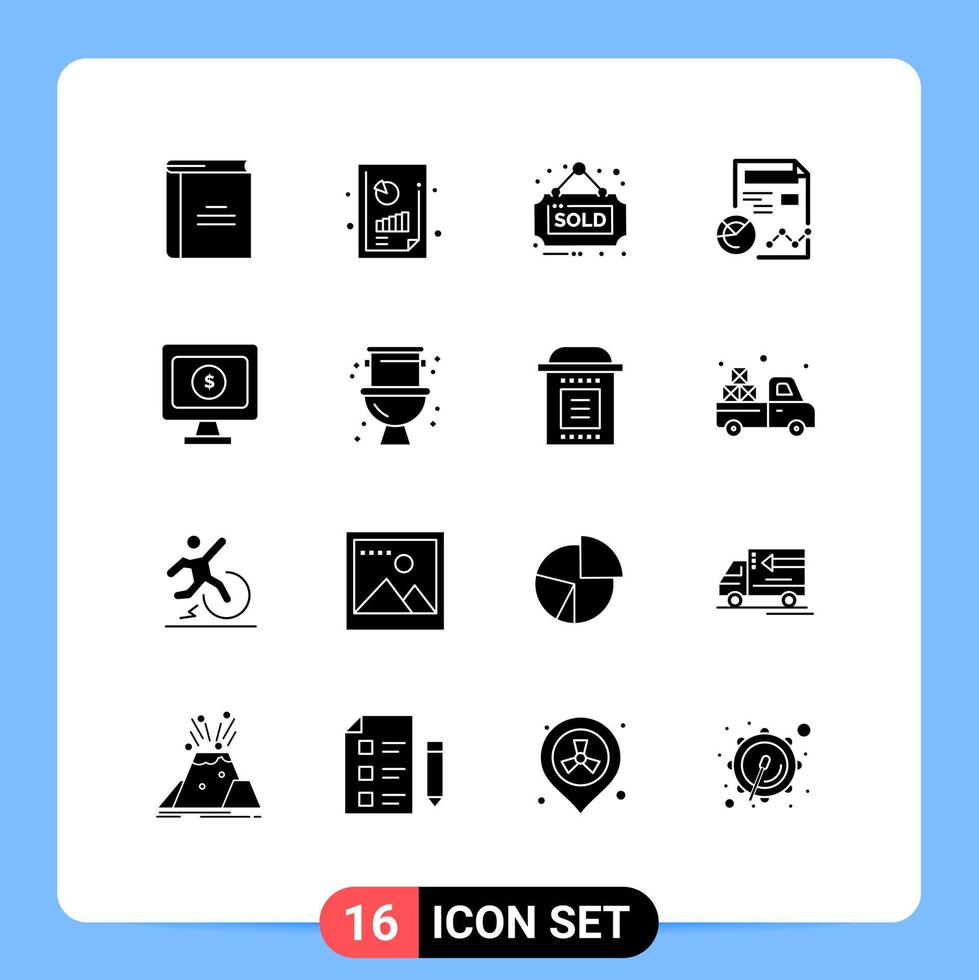 Stock Vector Icon Pack of 16 Line Signs and Symbols for business profile graph analysis chart sold Editable Vector Design Elements