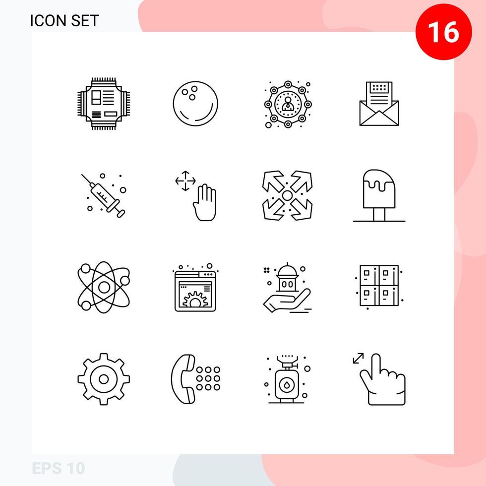 16 iconos creativos signos y símbolos modernos de sobre e strike comunicación elementos de diseño vectorial editables por el usuario vector