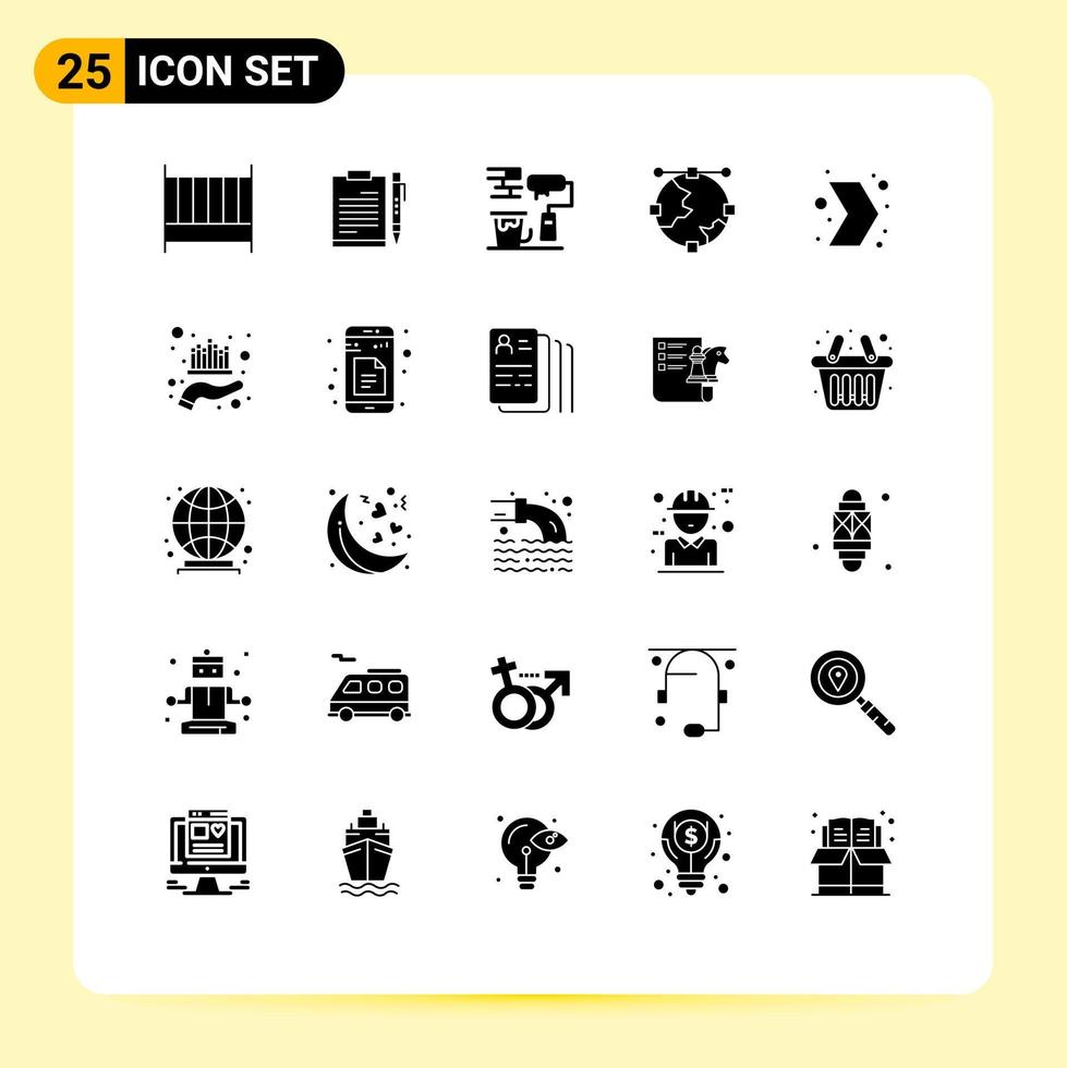 Pack of 25 creative Solid Glyphs of development anchor page brush roller Editable Vector Design Elements