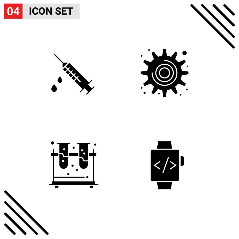 Set of 4 Commercial Solid Glyphs pack for dope experiment drug settings tubes Editable Vector Design Elements