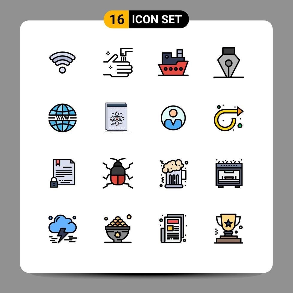 Set of 16 Modern UI Icons Symbols Signs for web security steamboat internet pen Editable Creative Vector Design Elements