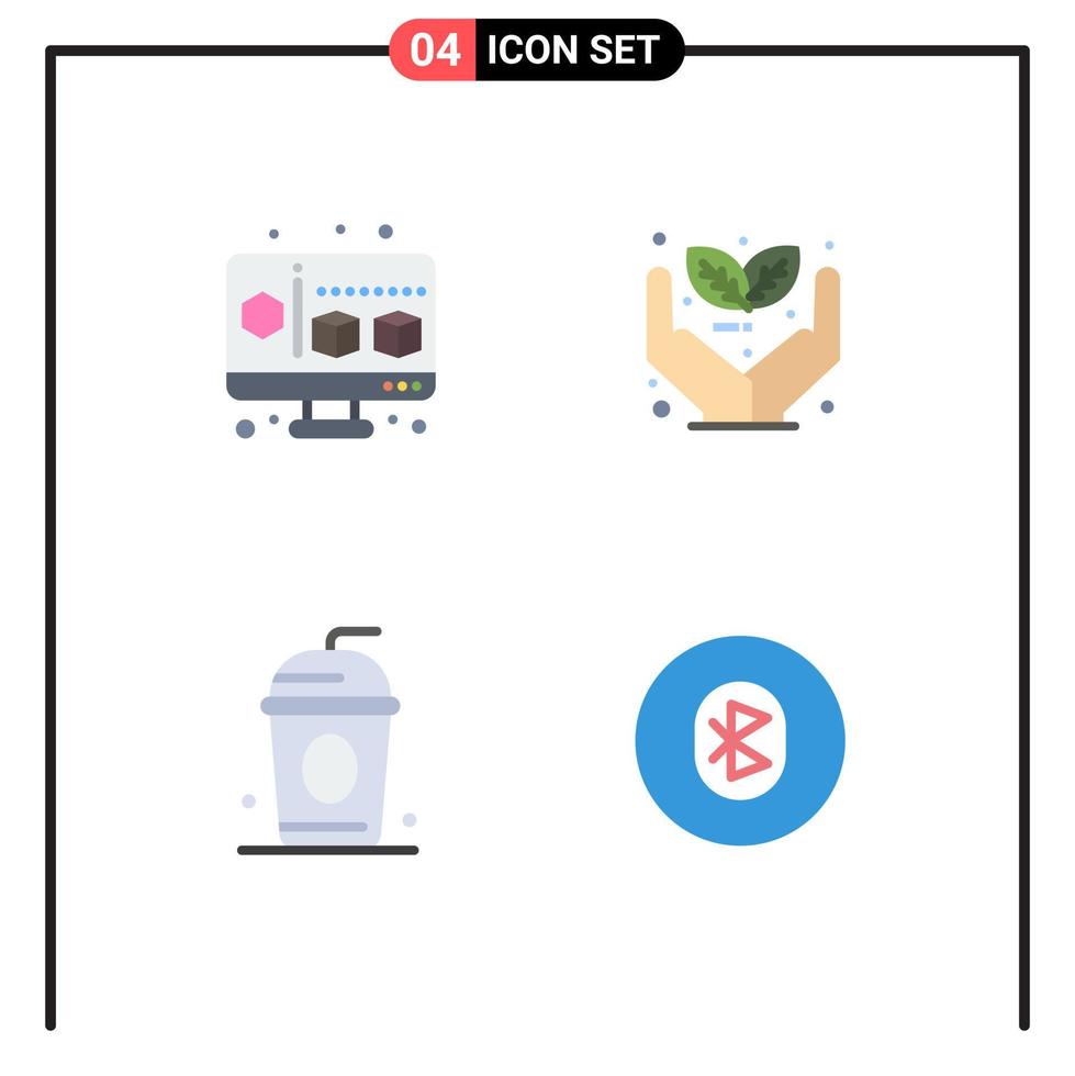 4 Flat Icon concept for Websites Mobile and Apps cube paris growth plant communication Editable Vector Design Elements