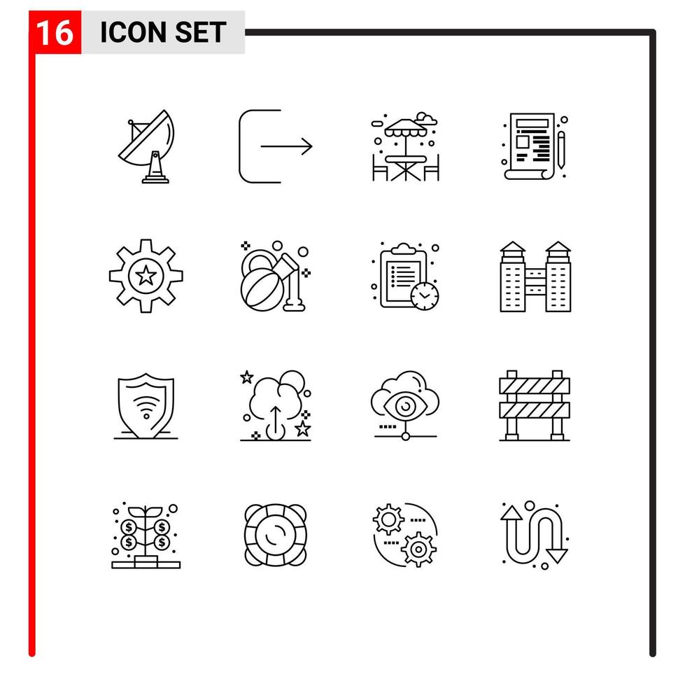 Group of 16 Modern Outlines Set for management hr table drawing design Editable Vector Design Elements