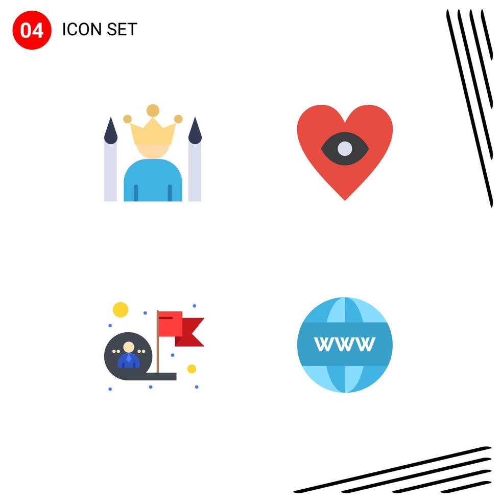 conjunto de 4 paquetes de iconos planos comerciales para elementos de diseño de vectores editables de éxito de corazón de superhéroe de empleado famoso