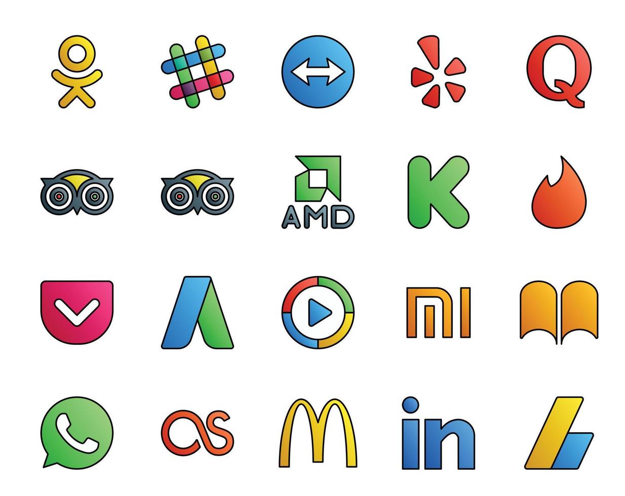 20 Social Media Icon Pack Including ibooks video travel windows media player pocket vector