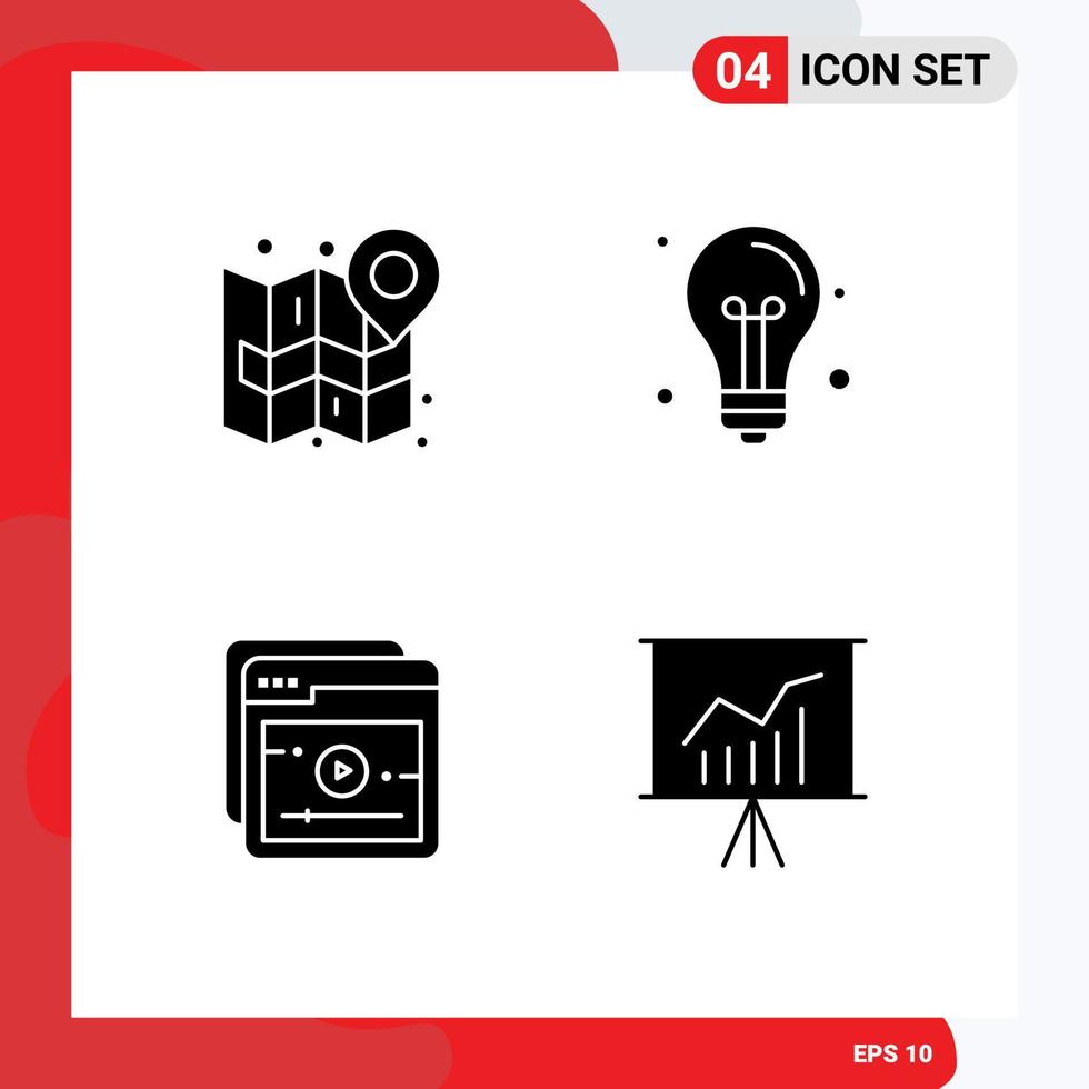 4 Solid Glyph concept for Websites Mobile and Apps city light navigate creative online Editable Vector Design Elements