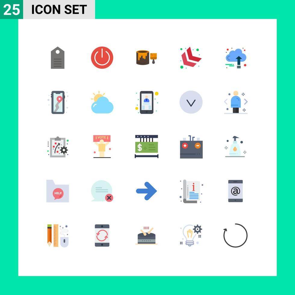 grupo de 25 colores planos modernos establecidos para crecer elementos de diseño de vectores editables de pintura de flecha de poder de chevron