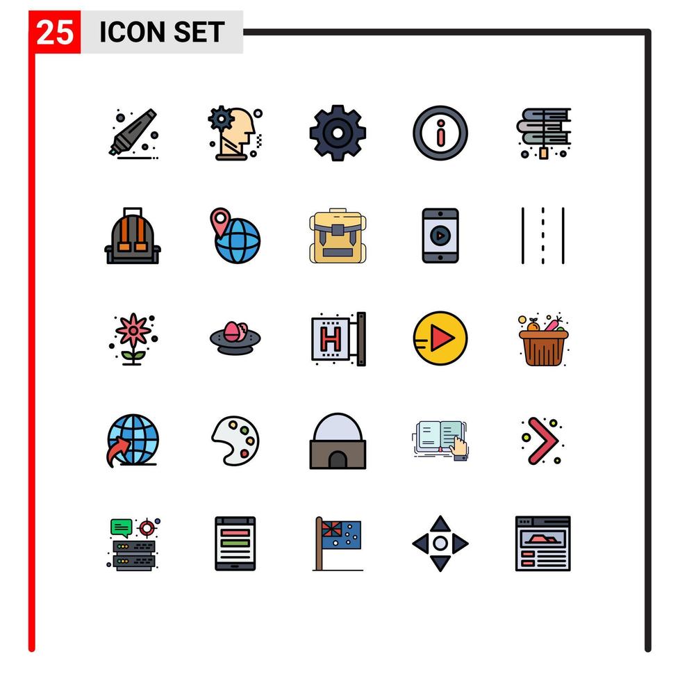 Modern Set of 25 Filled line Flat Colors and symbols such as law books create book information Editable Vector Design Elements