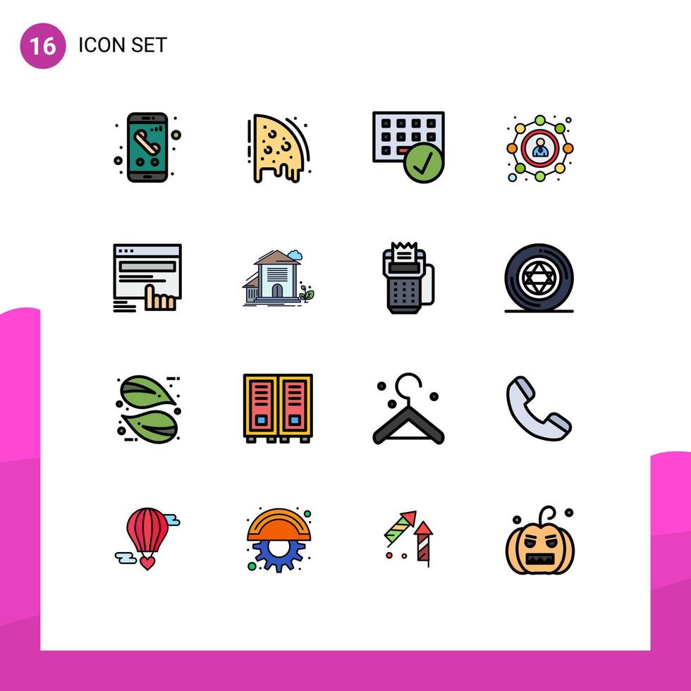 Editable Vector Line Pack of 16 Simple Flat Color Filled Lines of user seo party affiliate gadget Editable Creative Vector Design Elements