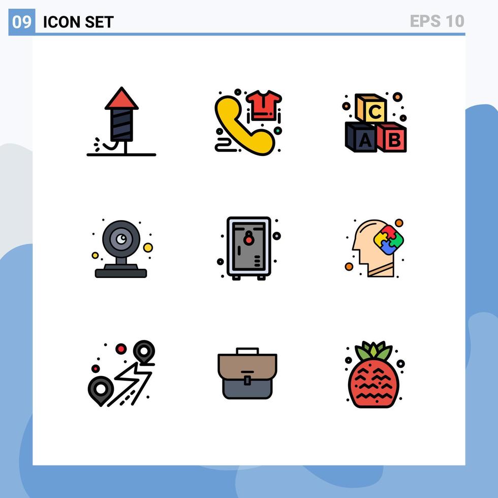 9 Creative Icons Modern Signs and Symbols of locker webcam phone web school Editable Vector Design Elements