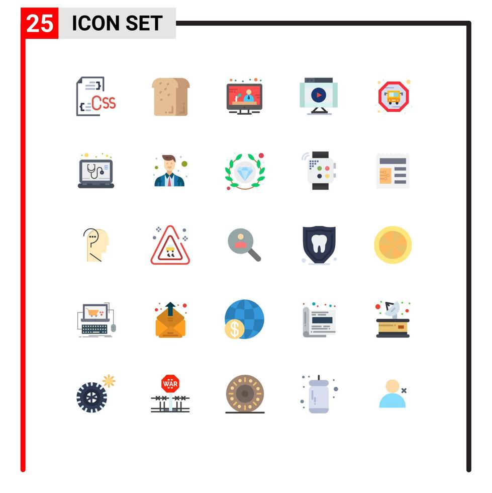 25 iconos creativos, signos y símbolos modernos de video multimedia, películas navideñas, noticias, elementos de diseño vectorial editables vector