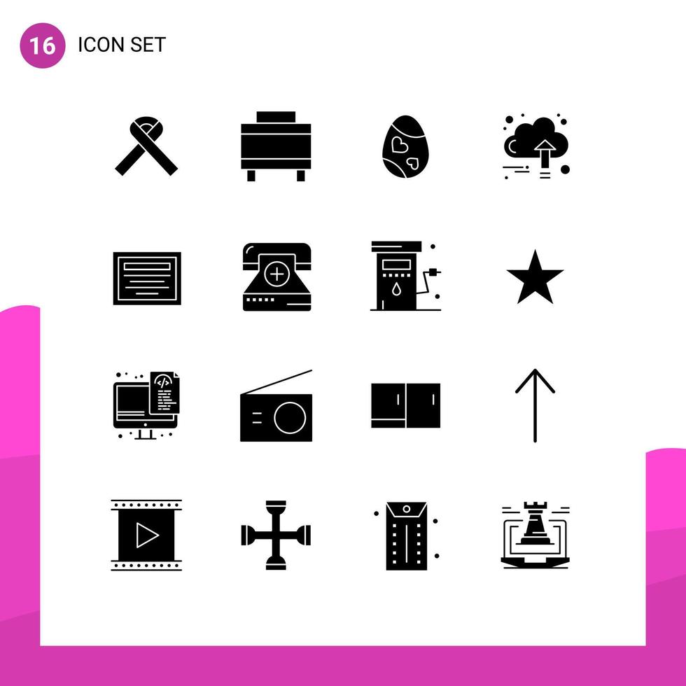 Pictogram Set of 16 Simple Solid Glyphs of file cloud easter growth business Editable Vector Design Elements