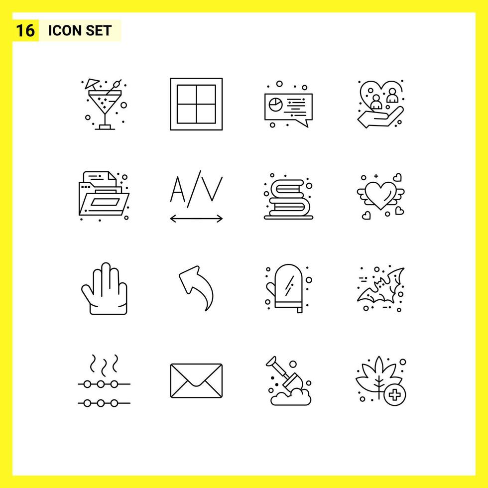 16 Universal Outline Signs Symbols of document people room human care Editable Vector Design Elements