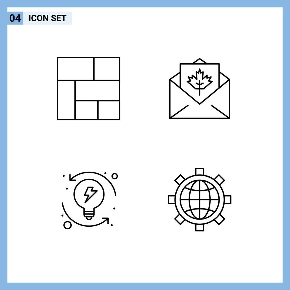 Modern Set of 4 Filledline Flat Colors and symbols such as golden process card mail system Editable Vector Design Elements