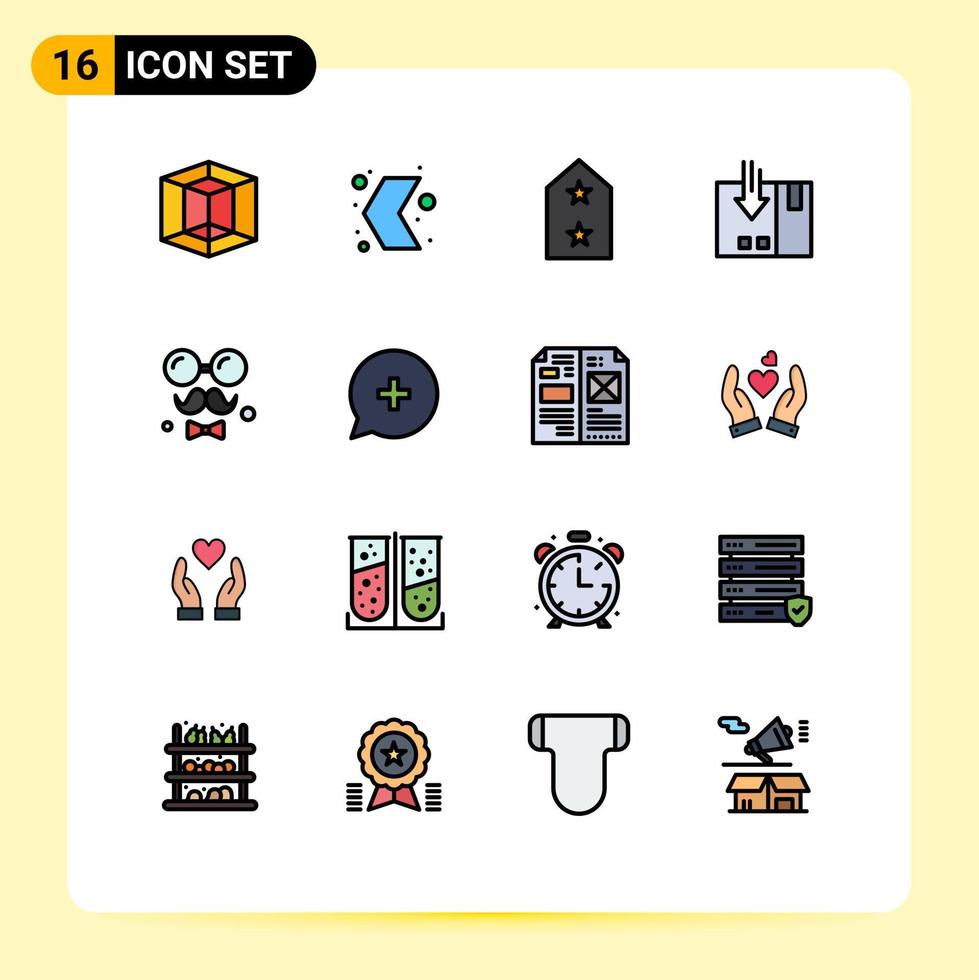 conjunto de 16 iconos de interfaz de usuario modernos signos de símbolos para elementos de diseño de vectores creativos editables de flecha logística del ejército de embalaje de avatar