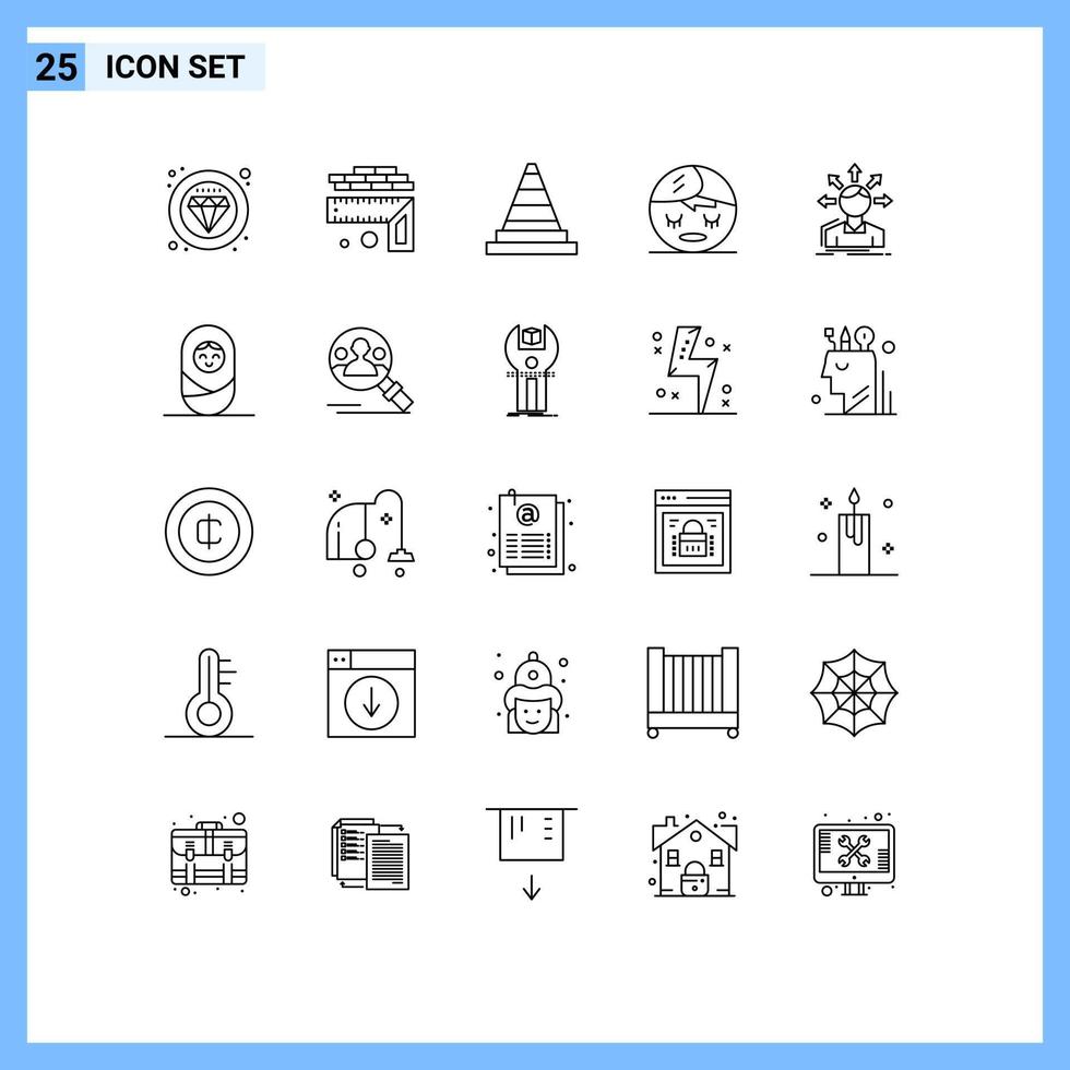 25 Universal Lines Set for Web and Mobile Applications options conversion cone element spa Editable Vector Design Elements